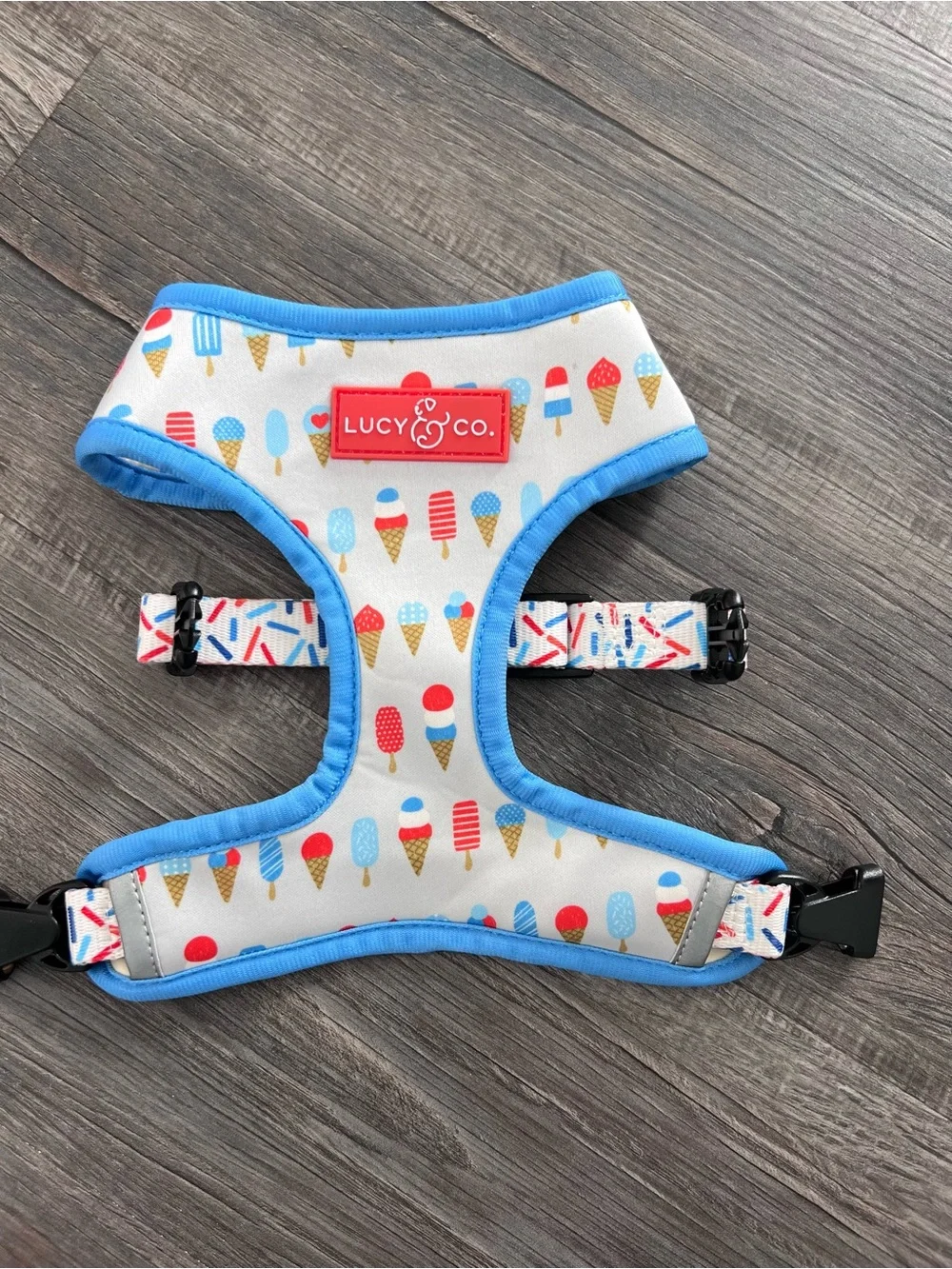 Lucy & Co. Ice Cream Print Dog Harness in Blue